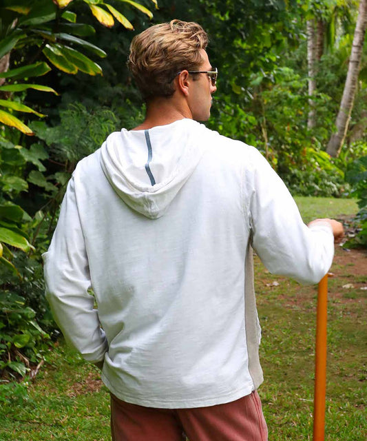 Alii Guard - Natural/Gray Long Sleeve Longboard Hooded Tee