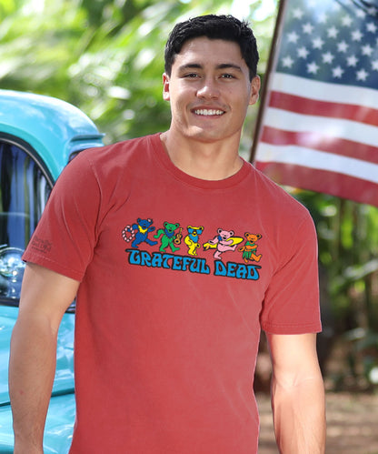 Grateful Dead Hula Bears - Paradise Red Dyed Short Sleeve Crewneck T-Shirt