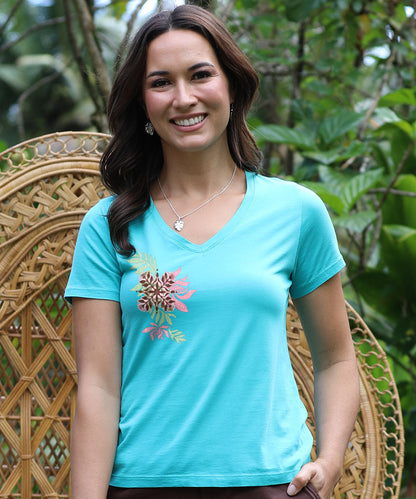 Nonohi Pua - Ocean Short Sleeve Pima V-Neck T-Shirt