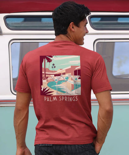 Martini Pool Party - Paradise Red Dyed Short Sleeve Crewneck T-Shirt
