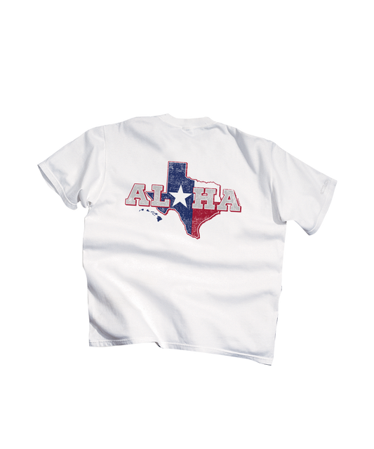 Aloha For Texas - White Short Sleeve Crewneck T-Shirt