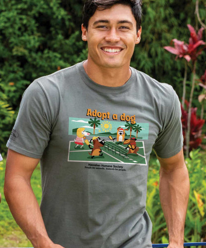 Hawaiian Humane Society Adopt A Dog Pickleball - Crater Dyed® Short Sleeve Crewneck T-Shirt