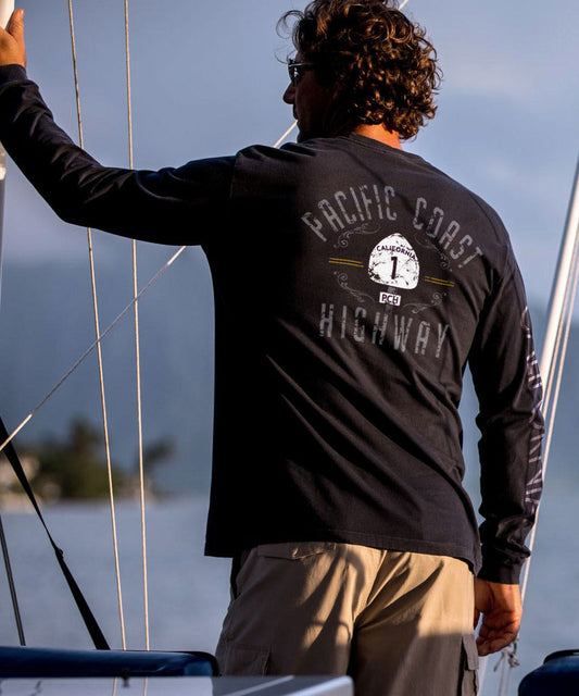 Pacific Coast Highway - Black Long Sleeve Crewneck T-Shirt